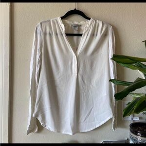 White Womens Blouse Button Up Work
Professional Interview Business Casual Top